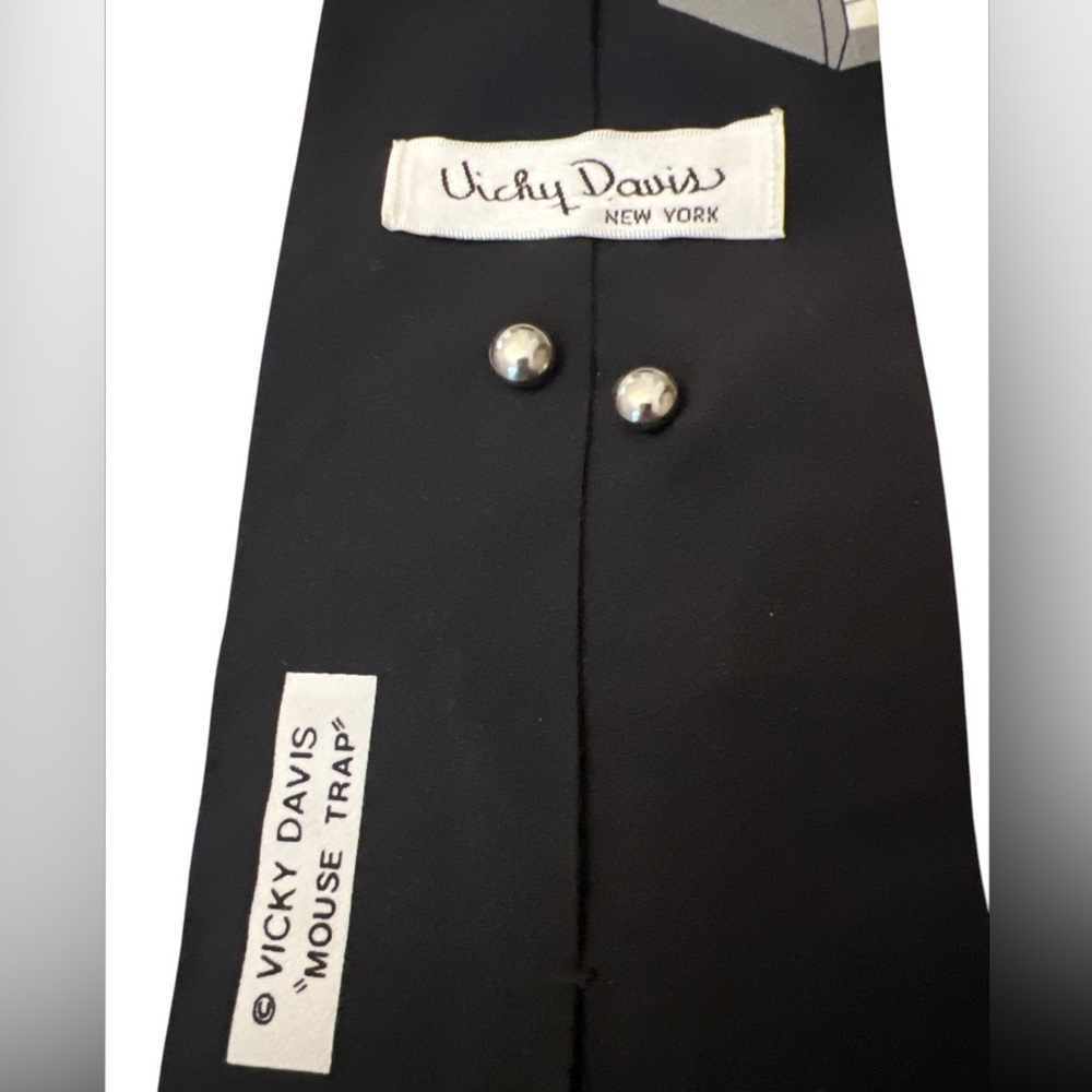 Vicky Davis Necktie Silk Mouse Trap Computer Mouse Usa Tie Black Retro Computer View 5